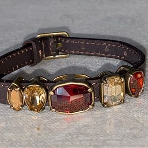 Touchstone Crystal by Swarovski. Leather bracelet with slide-on, gem “charms”